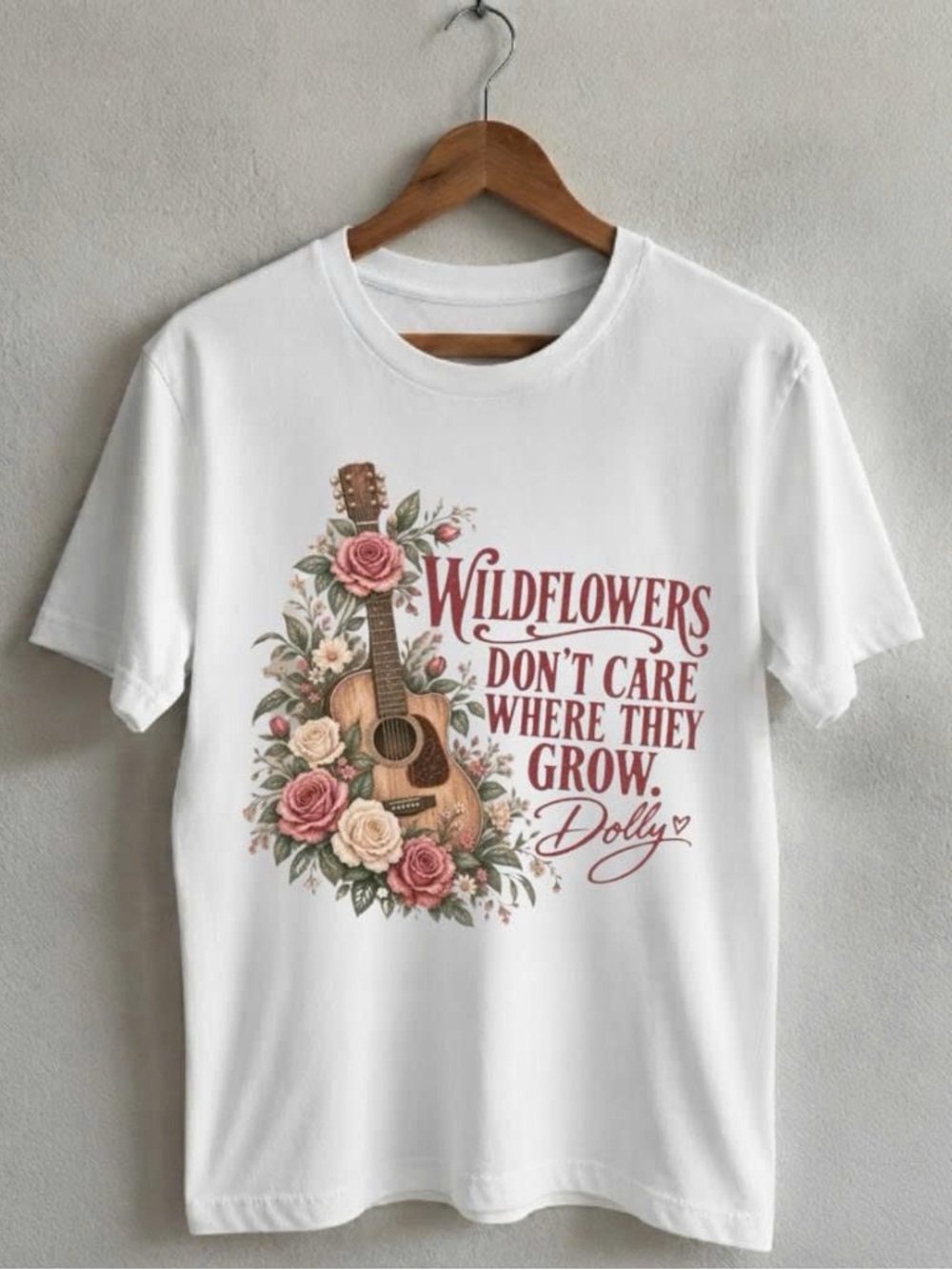 Gildan White Tee with Dolly Parton Graphic Shirt